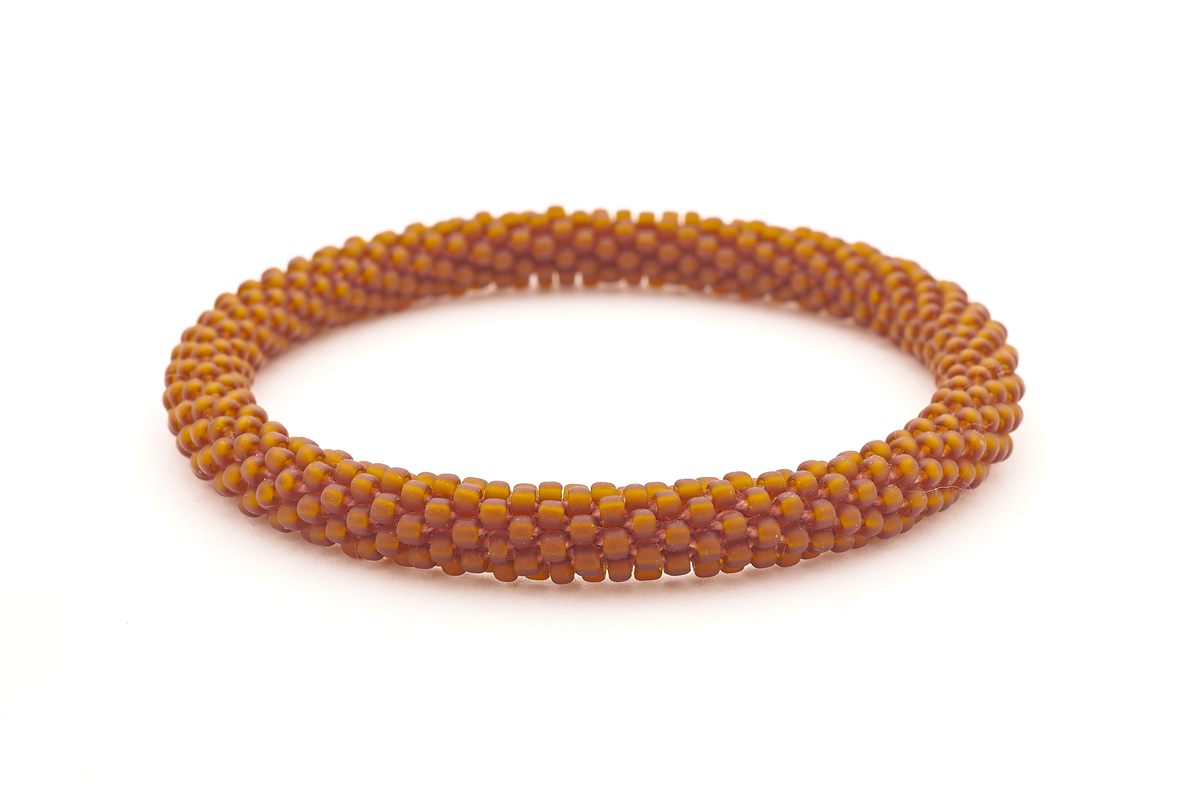 Sashka Co handmade beaded friendship bracelet with matte brown glass beads. Crafted in Nepal by skilled artisans in a solid pattern.