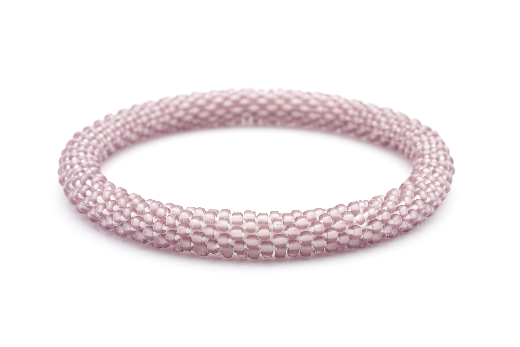 Sashka Co handmade beaded friendship bracelet with matte mauve glass beads. Crafted in Nepal by skilled artisans in a solid pattern.