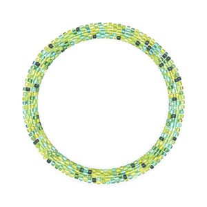 Sashka Co handmade beaded friendship bracelet with mixed shades of green glass beads. Crafted in Nepal by skilled artisans in a confetti pattern.