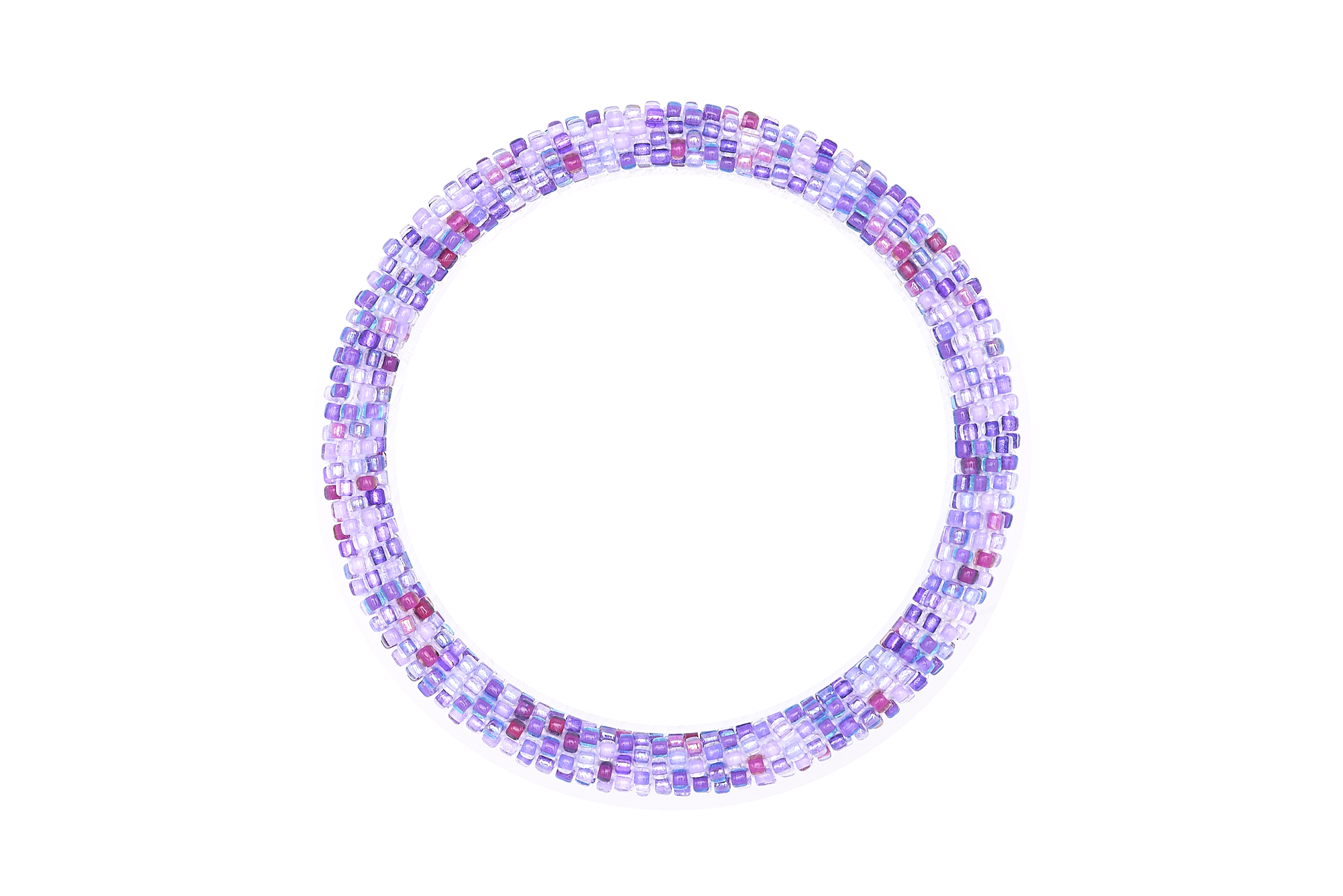 Sashka Co handmade beaded friendship bracelet with mixed shades of purple glass beads. Crafted in Nepal by skilled artisans in a confetti pattern.