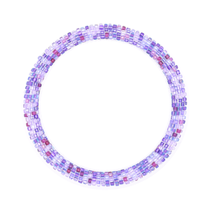 Sashka Co handmade beaded friendship bracelet with mixed shades of purple glass beads. Crafted in Nepal by skilled artisans in a confetti pattern.