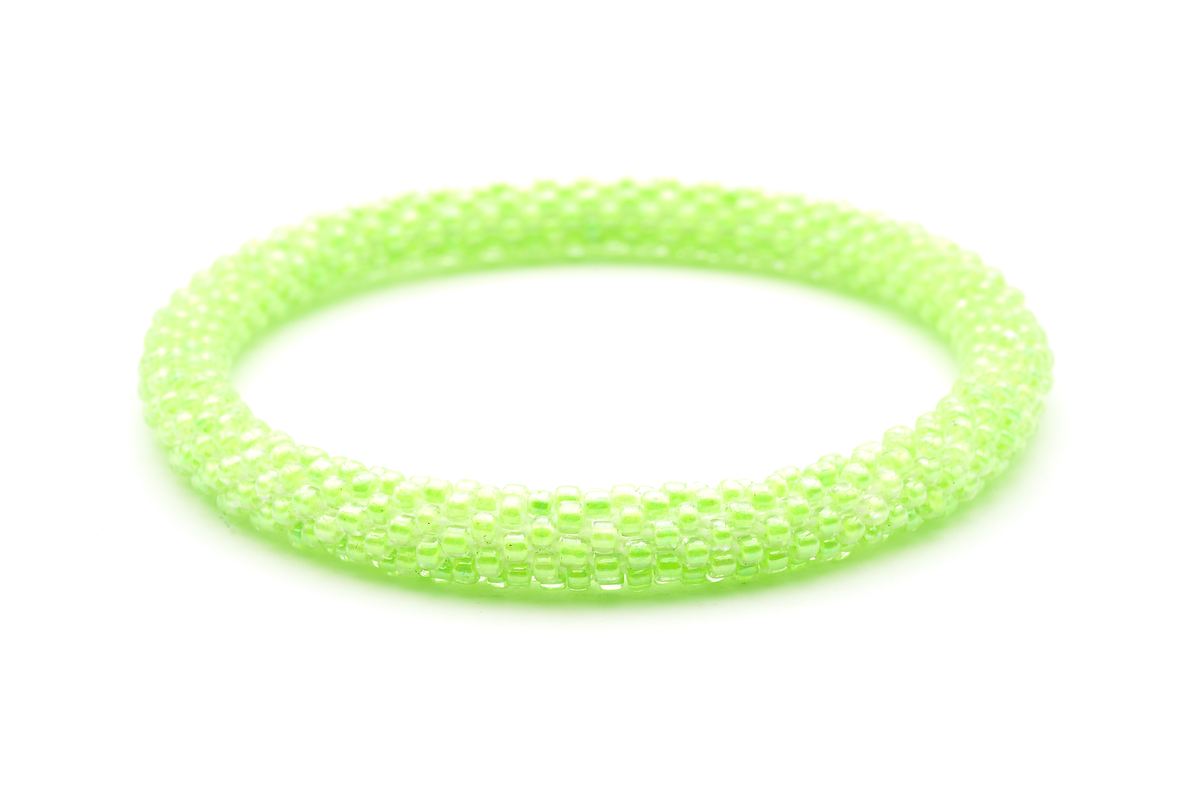 Sashka Co handmade beaded friendship bracelet with neon green glass beads. Crafted in Nepal by skilled artisans in a solid pattern.