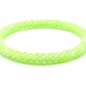 Sashka Co handmade beaded friendship bracelet with neon green glass beads. Crafted in Nepal by skilled artisans in a solid pattern.