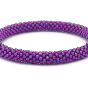 Sashka Co handmade beaded friendship bracelet with solid purple glass beads. Crafted in Nepal by skilled artisans.