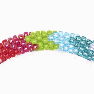 Sashka Co handmade beaded friendship bracelet with rainbow glass beads. Crafted in Nepal by skilled artisans in a detailed chevron pattern.