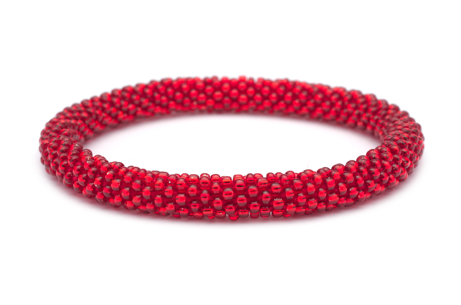 Sashka Co handmade beaded friendship bracelet with ruby red and red glass beads. Crafted in Nepal by skilled artisans in a solid pattern.