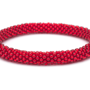 Sashka Co handmade beaded friendship bracelet with ruby red and red glass beads. Crafted in Nepal by skilled artisans in a solid pattern.