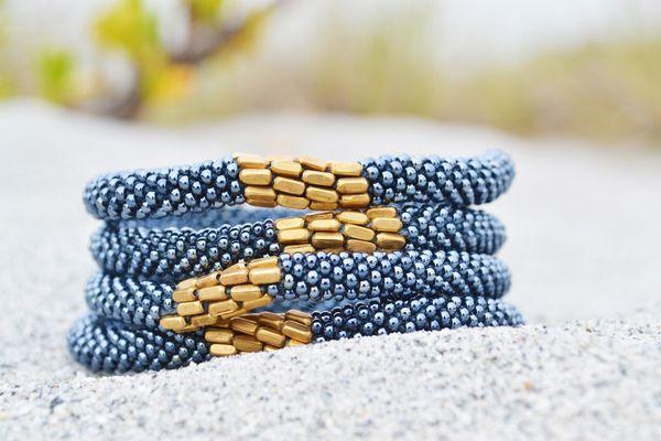 Sashka Co handmade beaded friendship bracelet with silver and gold beads. Crafted in Nepal by skilled artisans.