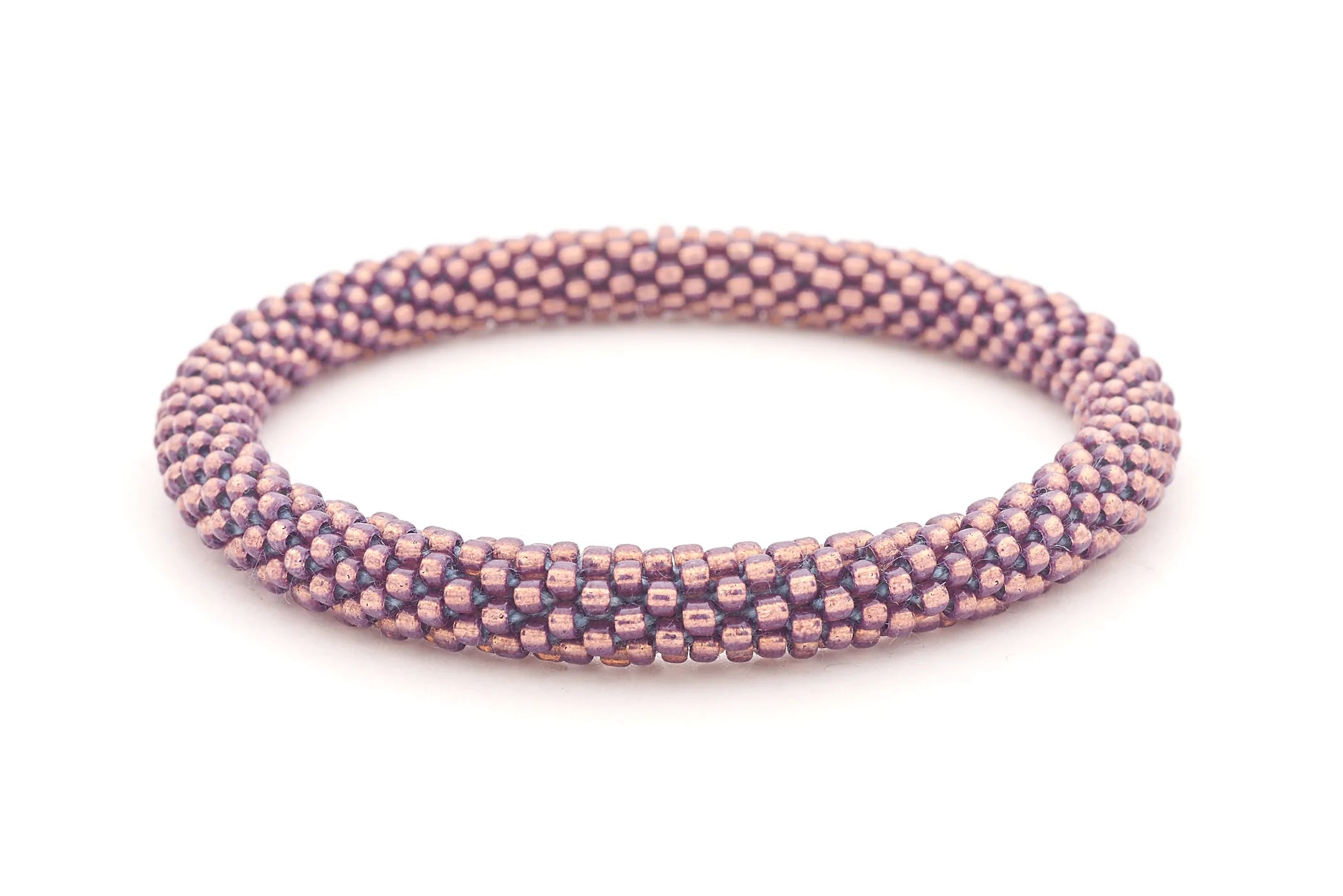 Sashka Co. handmade beaded friendship bracelet with solid purple glass beads. Ethically made by artisans in Nepal.