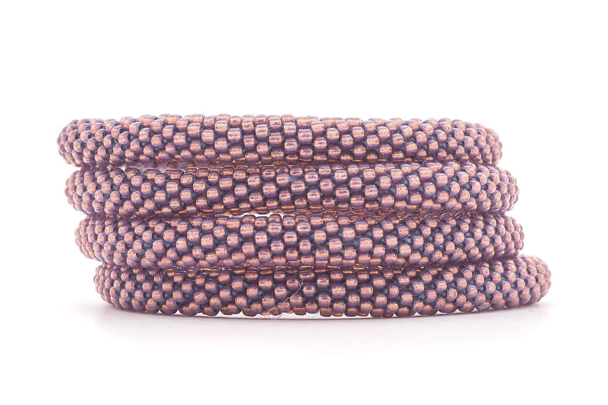 Sashka Co. handmade beaded friendship bracelet with solid purple glass beads. Ethically made by artisans in Nepal.