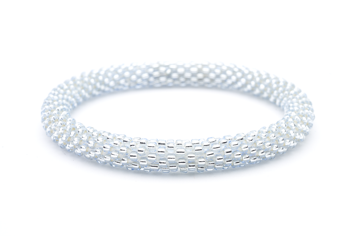 Sashka Co handmade beaded friendship bracelet with sparkling clear glass beads. Crafted in Nepal by skilled artisans in a solid pattern.