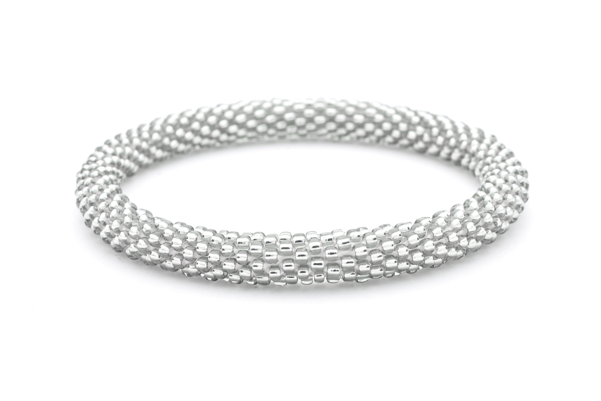 Sashka Co handmade beaded friendship bracelet with sparkly silver glass beads. Crafted in Nepal by skilled artisans in a solid pattern.