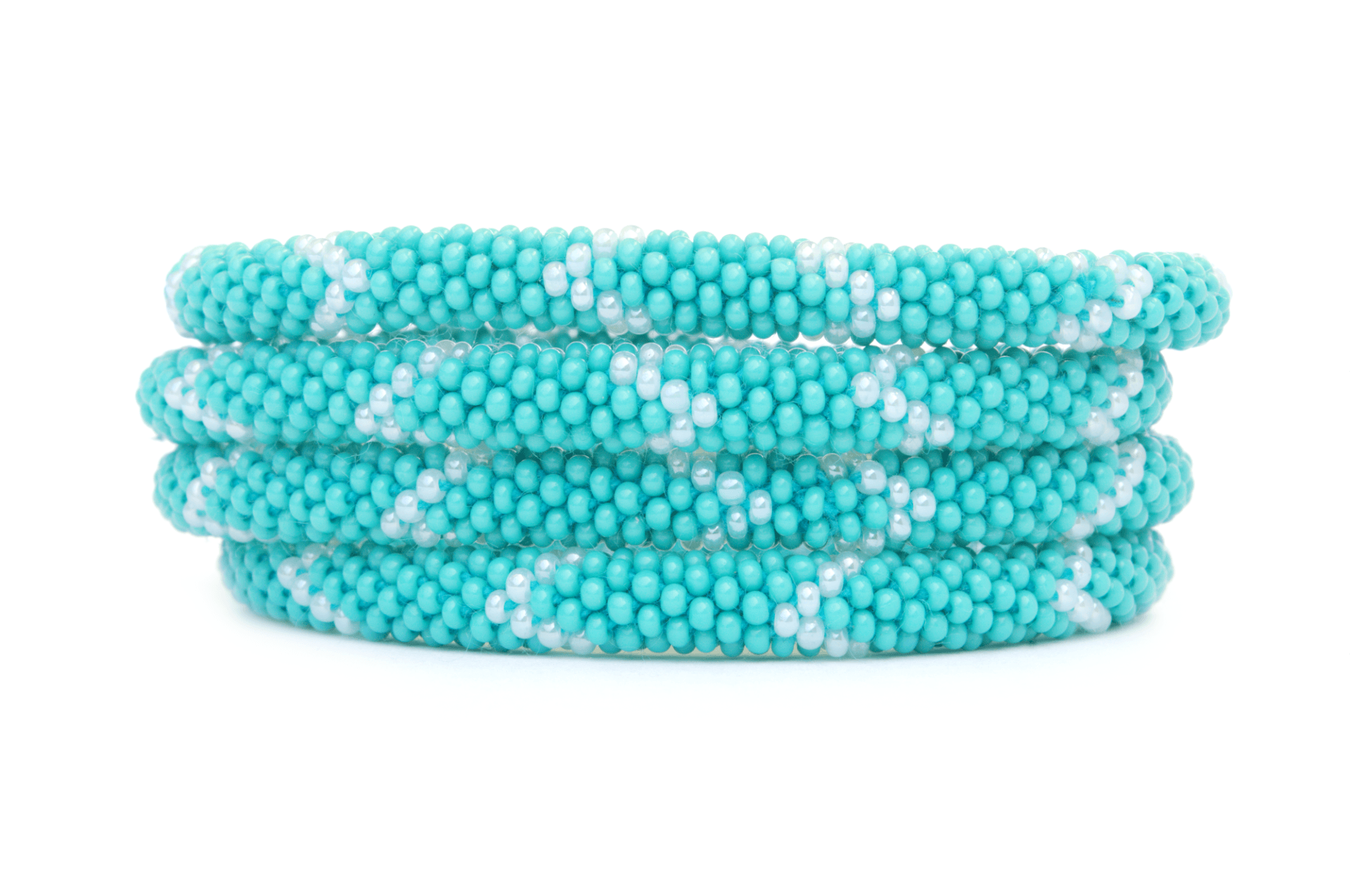 Sashka Co handmade beaded friendship bracelet with turquoise and gray glass beads. Crafted in Nepal by skilled artisans.