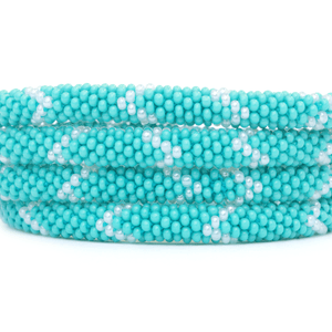 Sashka Co handmade beaded friendship bracelet with turquoise and gray glass beads. Crafted in Nepal by skilled artisans.