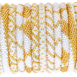 Sashka Co. Bracelet Set 3 Bracelets White and Gold Set of 3 - Extended 8"