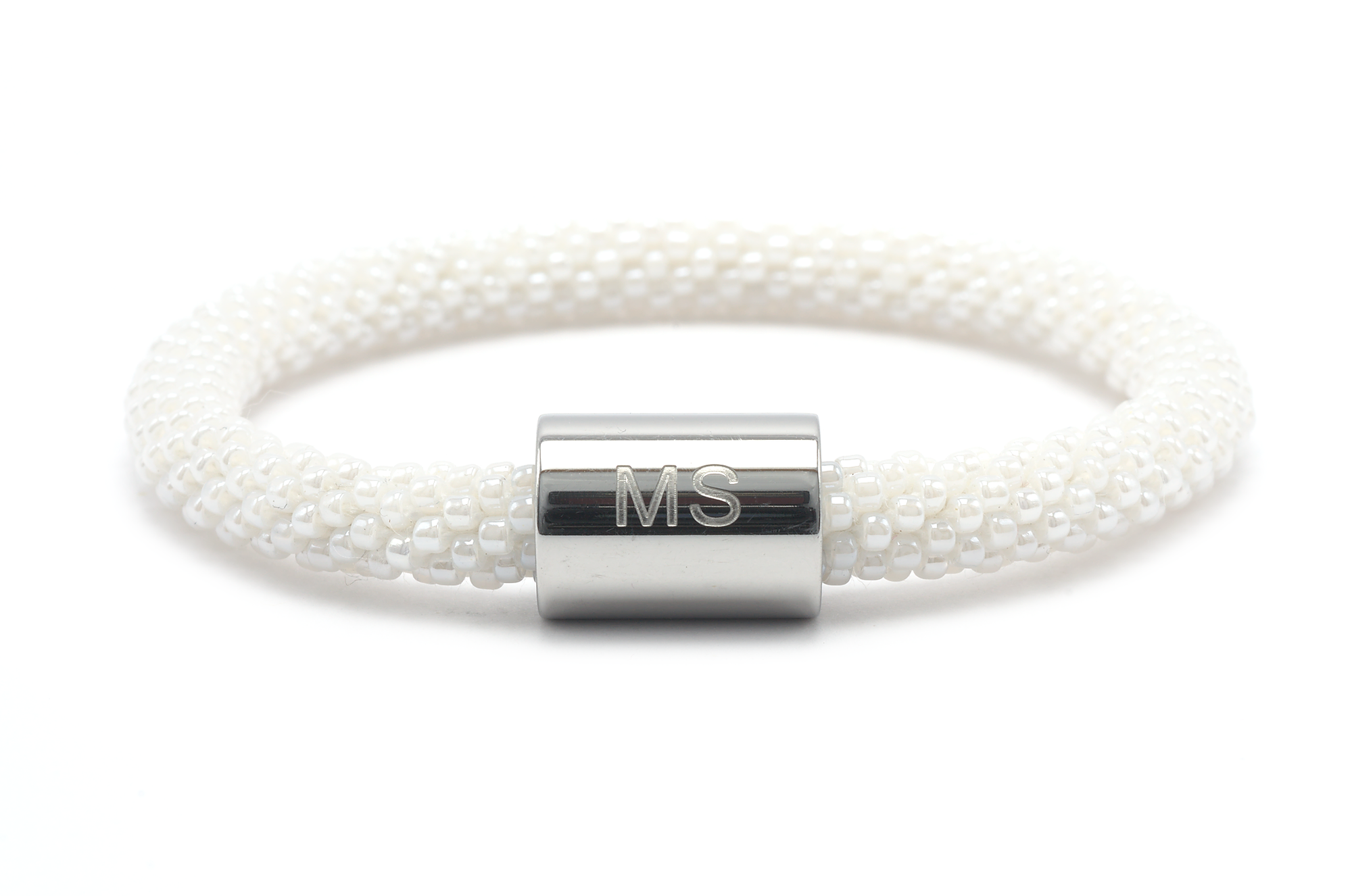 Sashka Co. Bracelets White w/ Silver MS Charm Multiple Sclerosis Charm Bracelet