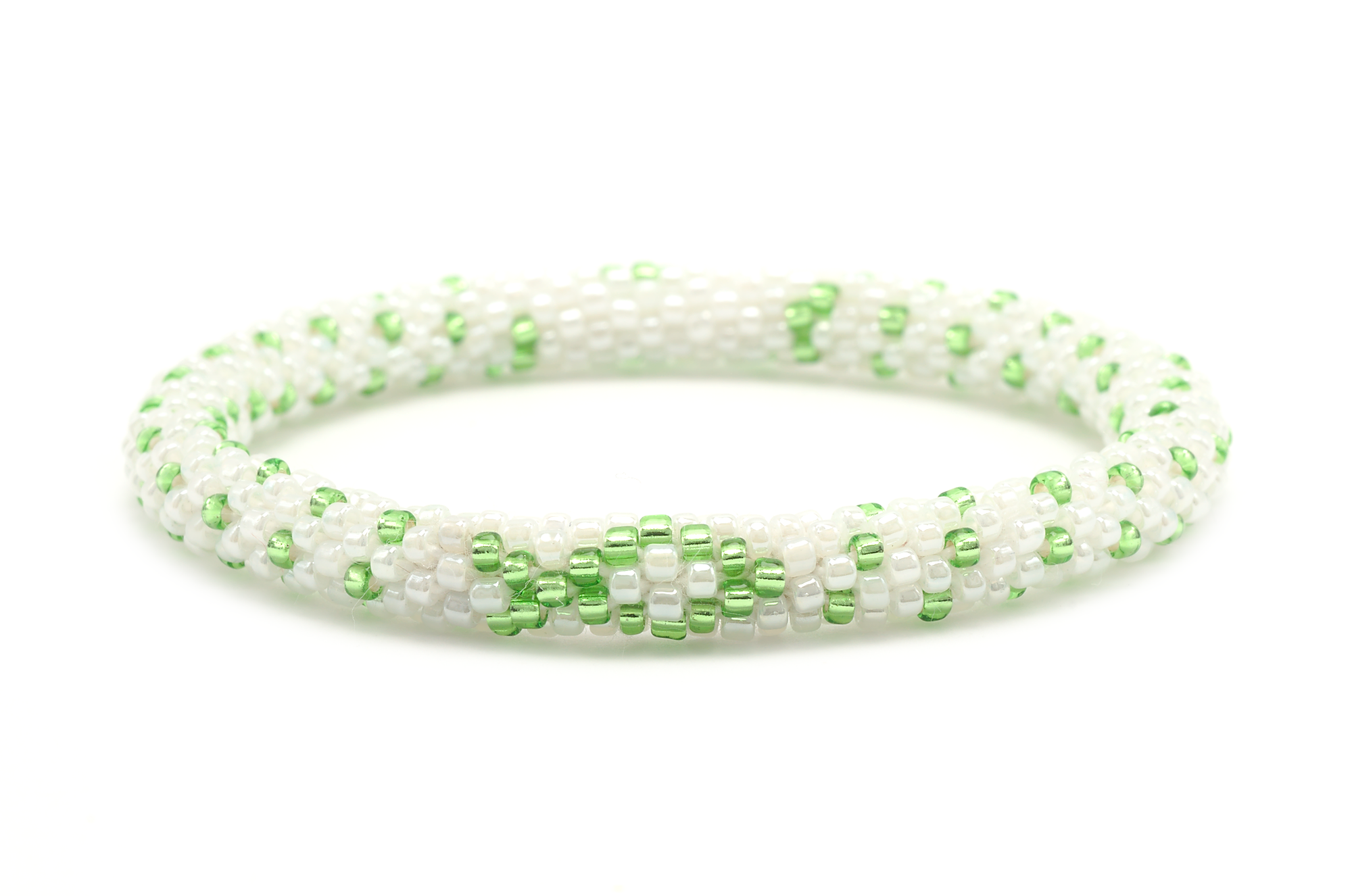 Handmade glass bead bracelet from Nepal, featuring a roll design. Also known as a beaded bracelet, seed bead bracelet, beach glass bracelet, or sea glass bracelet