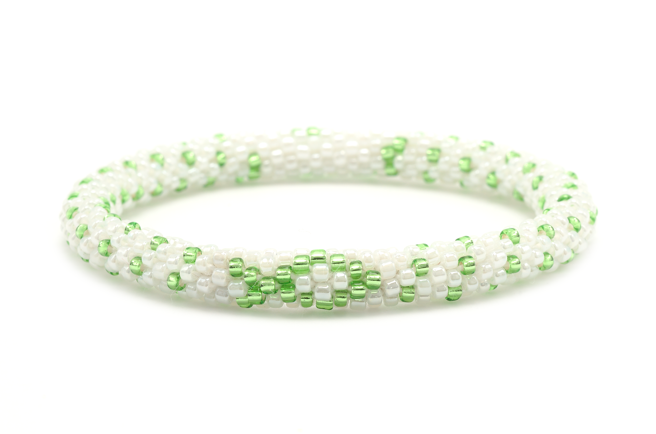 Handmade glass bead bracelet from Nepal, featuring a roll design. Also known as a beaded bracelet, seed bead bracelet, beach glass bracelet, or sea glass bracelet