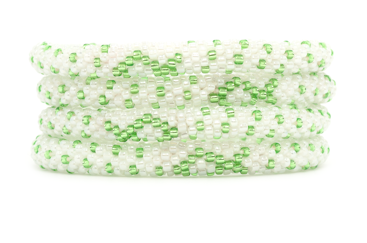 Handmade glass bead bracelet from Nepal, featuring a roll design. Also known as a beaded bracelet, seed bead bracelet, beach glass bracelet, or sea glass bracelet