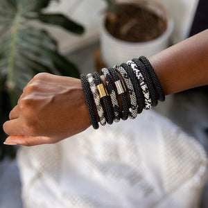 Sashka Co. Charm Bracelet Black w/ Gold Love Charm Love Charm Bracelet
