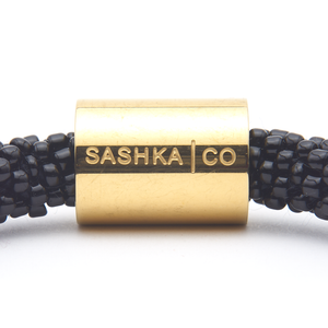 Sashka Co. Charm Bracelet Black w/ Gold Semicolon Charm Semicolon Word Bracelet
