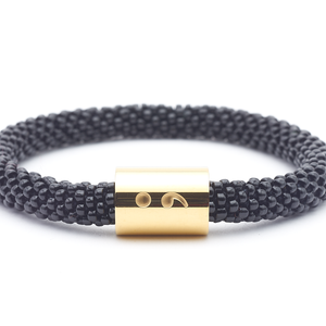 Sashka Co. Charm Bracelet Black w/ Gold Semicolon Charm Semicolon Word Bracelet