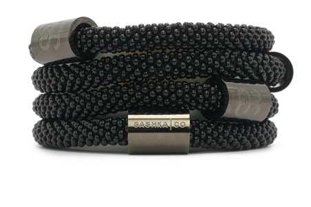 Sashka Co. Charm Bracelet Black w/ Polished Black Charm Sashkaco Charm Bracelet