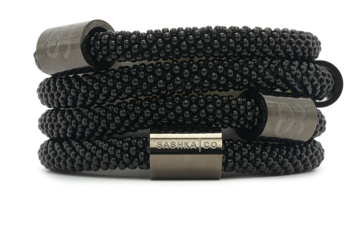 Sashka Co. Charm Bracelet Black w/ Polished Black Charm Sashkaco Charm Bracelet - Extended 8"