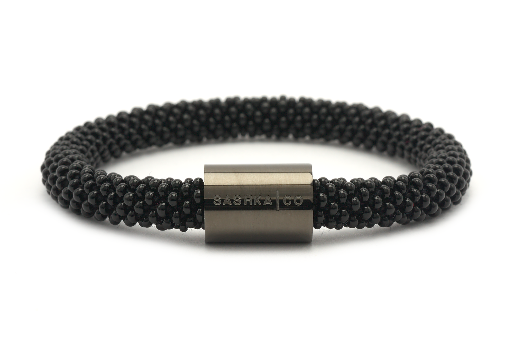 Sashka Co. Charm Bracelet Black w/ Polished Black Charm Sashkaco Charm Bracelet - Extended 8"