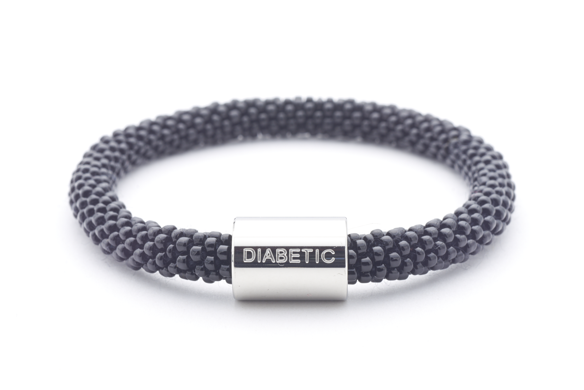 Sashka Co. Charm Bracelet Black / w Silver Charm Diabetic Charm Bracelet