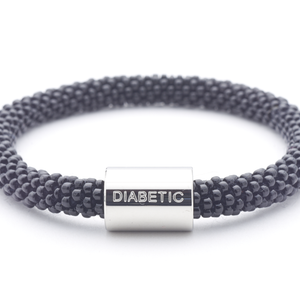 Sashka Co. Charm Bracelet Black / w Silver Charm Diabetic Charm Bracelet