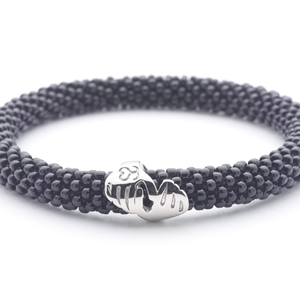 Sashka Co. Charm Bracelet Black /w Silver Charm Friendship Charm Bracelet