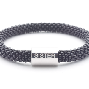 Sashka Co. Charm Bracelet Black / w Silver Charm Sister Charm Bracelet