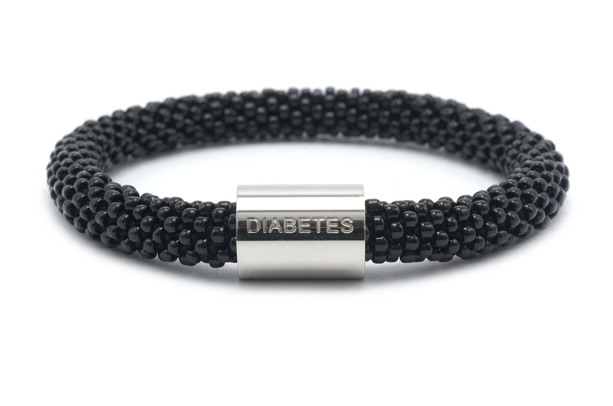 Sashka Co. Charm Bracelet Black w/ Silver Diabetes Charm Diabetes Charm Bracelet - Extended 8"