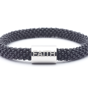 Sashka Co. Charm Bracelet Black w/ Silver Faith Charm Faith Charm Bracelet