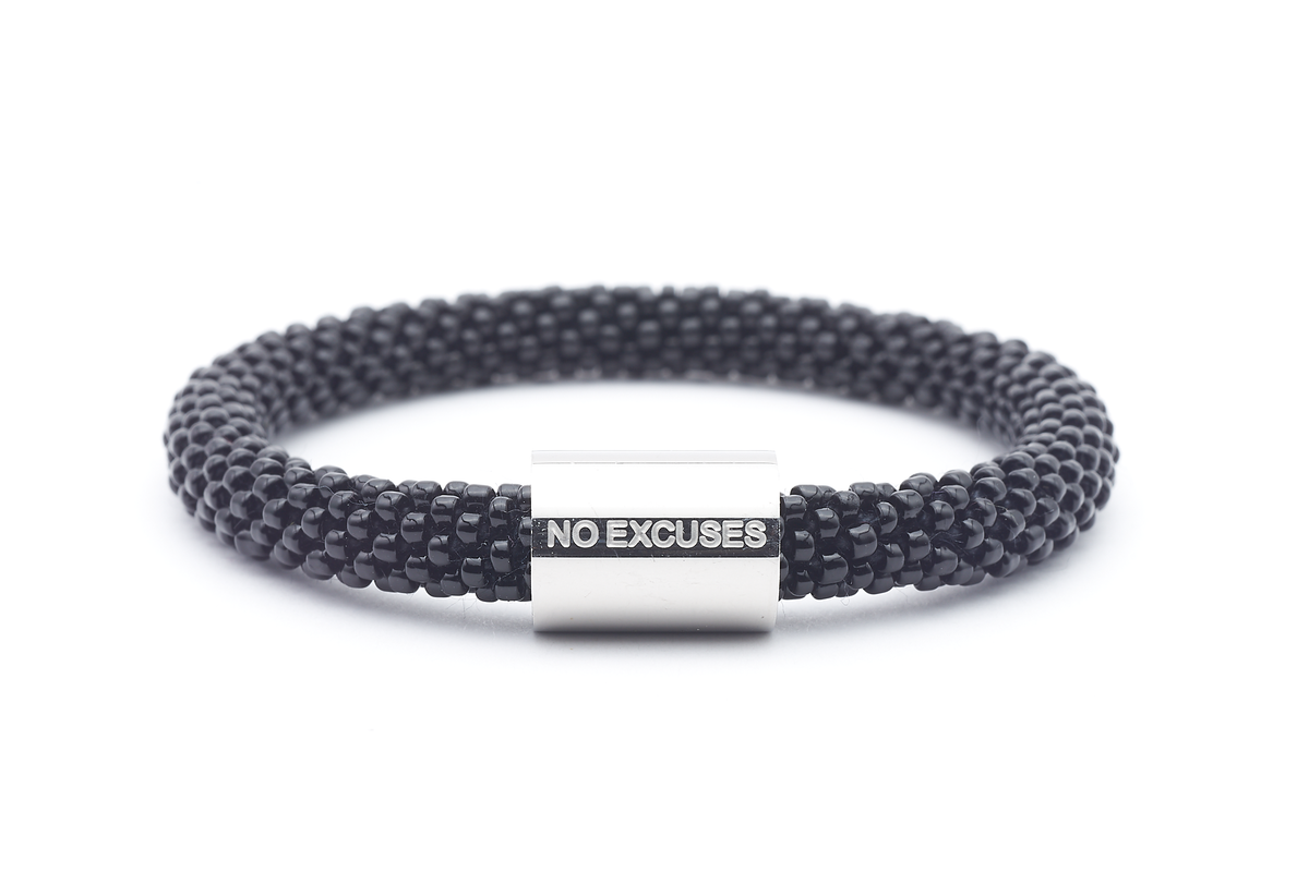 Sashka Co. Charm Bracelet Black w/ Silver No Excuses Charm No Excuses Charm Bracelet