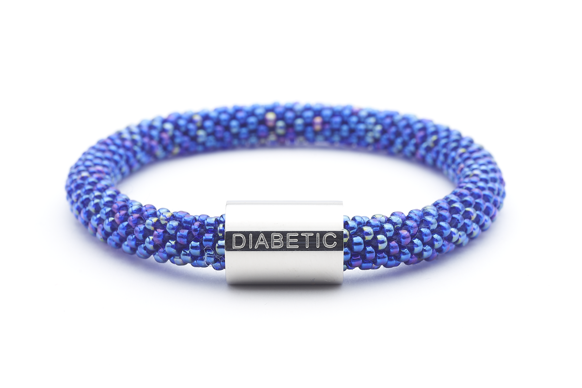 Sashka Co. Charm Bracelet Iridescent Blue / Silver Charm Diabetic Charm Bracelet - Extended 8"