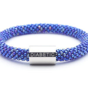 Sashka Co. Charm Bracelet Iridescent Blue / Silver Charm Diabetic Charm Bracelet - Extended 8"