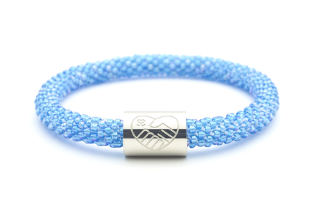 Sashka Co. Charm Bracelet Iridescent Blue w/ Silver Charm Diabetes Charm Bracelet