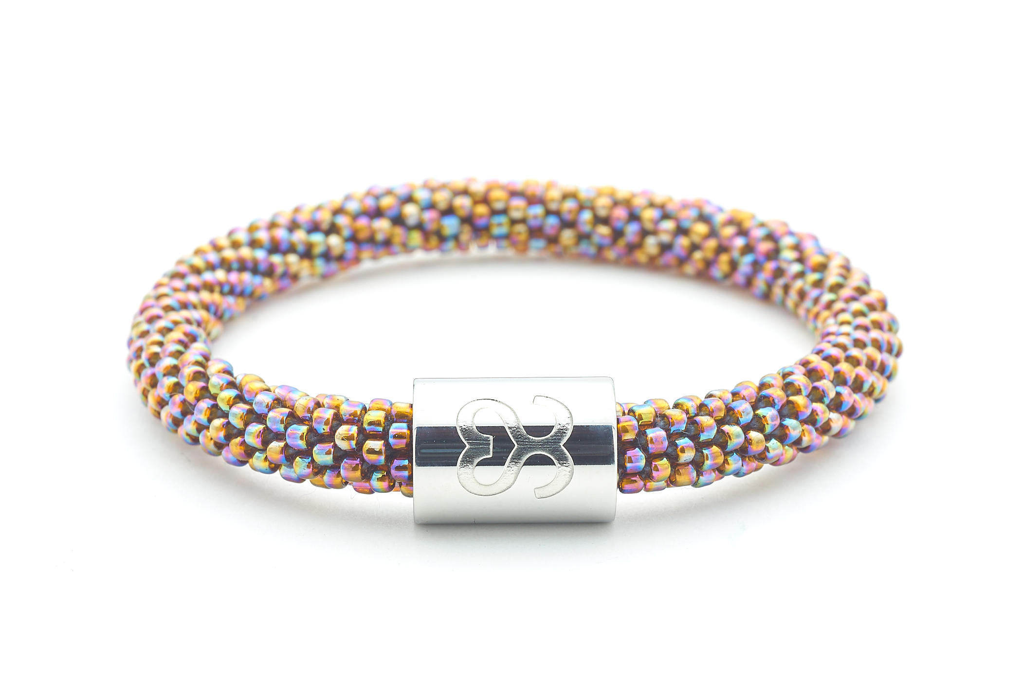 Sashka Co. Charm Bracelet Iridescent w/ Silver Charm Grateful Charm Bracelet - Extended 8"