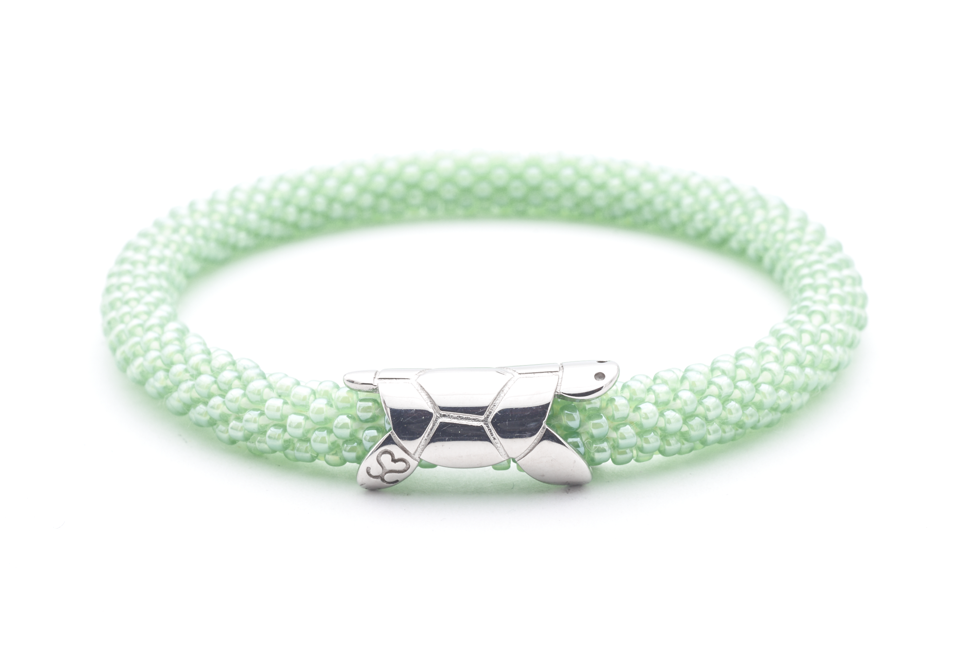 Sashka Co. Charm Bracelet Light Green w/ Silver Charm Sea Turtle Charm Bracelet