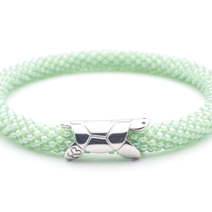 Sashka Co. Charm Bracelet Light Green w/ Silver Charm Sea Turtle Charm Bracelet