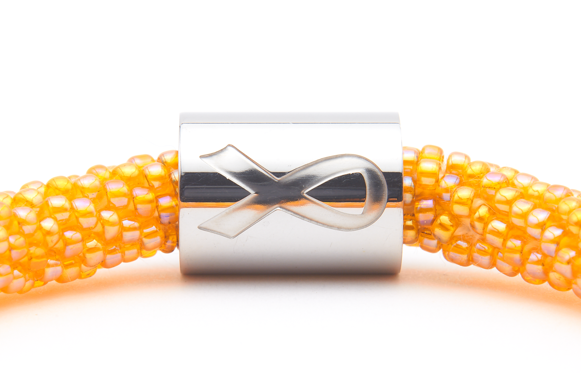 Sashka Co. Charm Bracelet Orange w/ Silver Leukemia Charm Leukemia Charm Bracelet