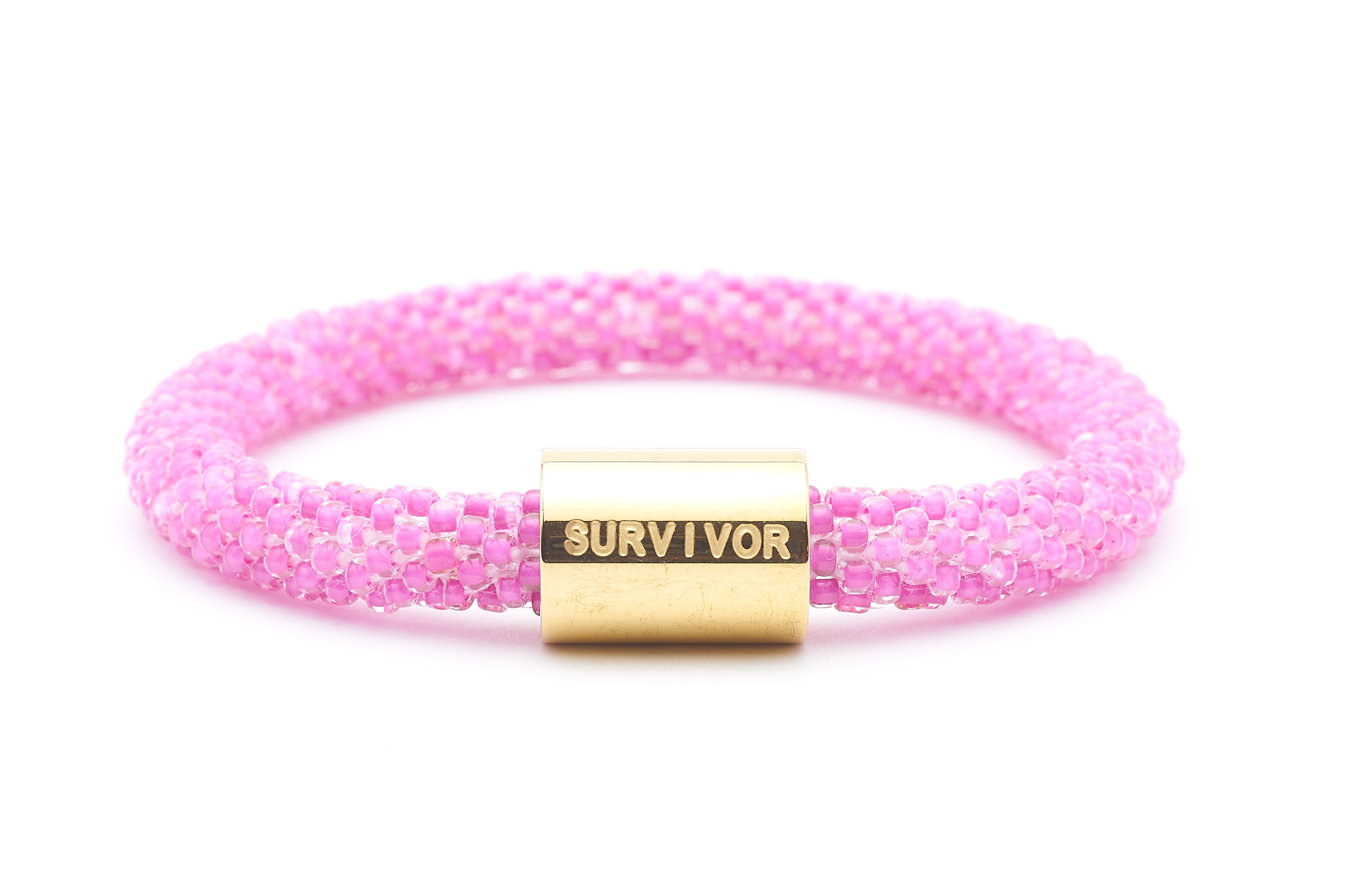 Sashka Co. Charm Bracelet Pink w/ Gold Survivor Charm Survivor Charm Bracelet - Extended 8"
