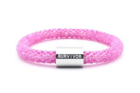 Sashka Co. Charm Bracelet Pink w/ Silver Survivor Charm Survivor charm Bracelet