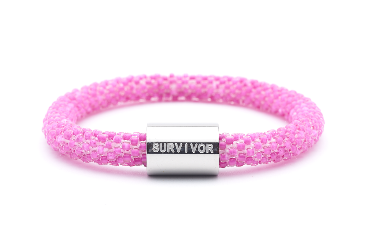 Sashka Co. Charm Bracelet Pink w/ Silver Survivor Charm Survivor Charm Bracelet - Extended 8"