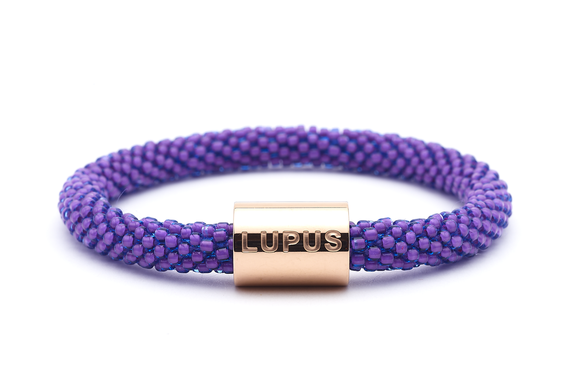 Sashka Co. Charm Bracelet Purple w/ Rose Gold Lupus Charm Lupus Charm Bracelet
