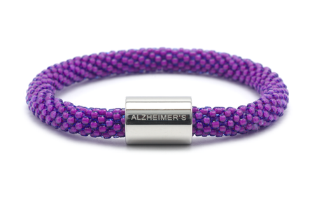 Sashka Co. Charm Bracelet Purple w/ Silver Alzheimers Charm Alzheimer's Charm Bracelet