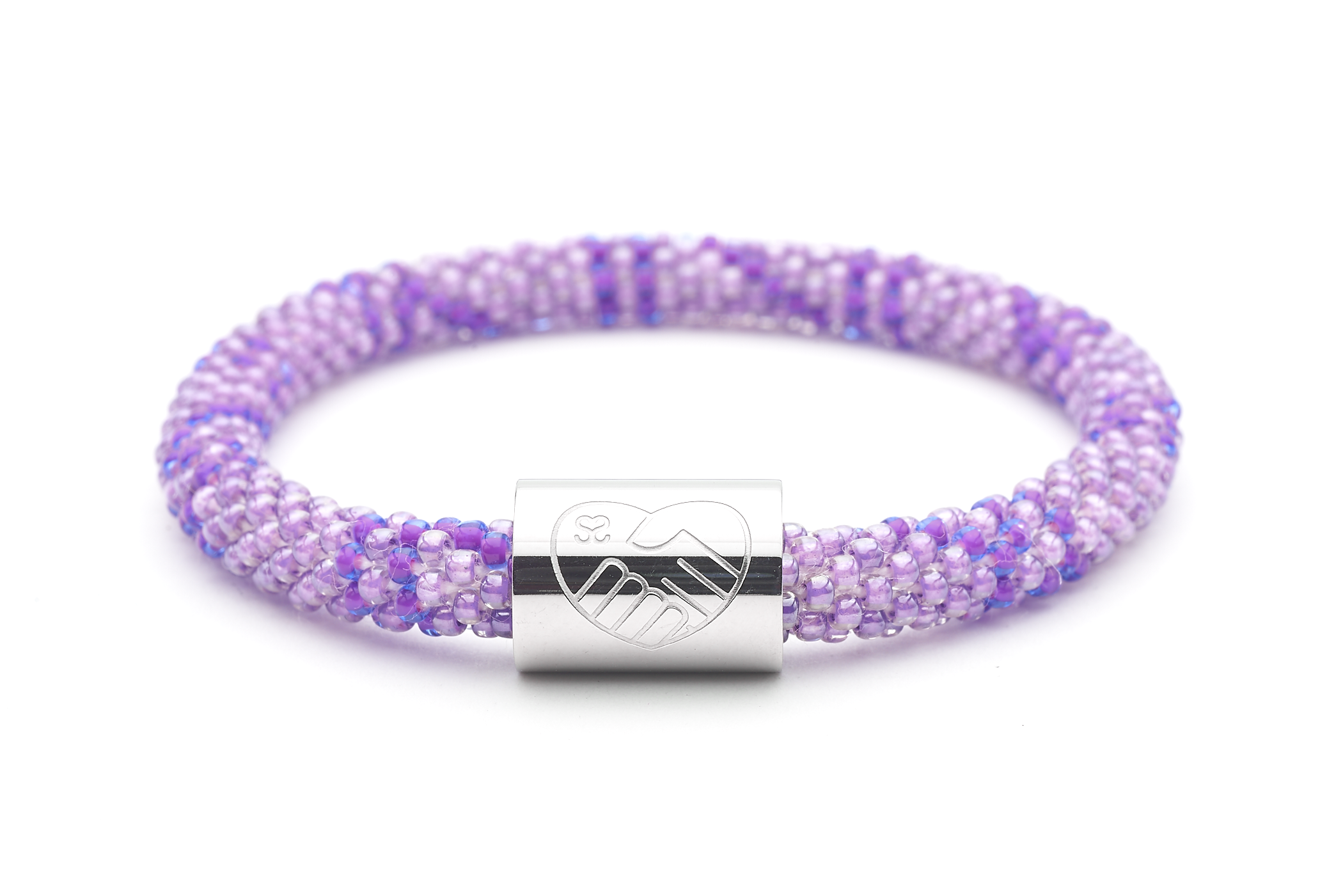 Sashka Co. Charm Bracelet Purple /w Silver Charm Fibromyalgia Charm Bracelet - Extended 8"