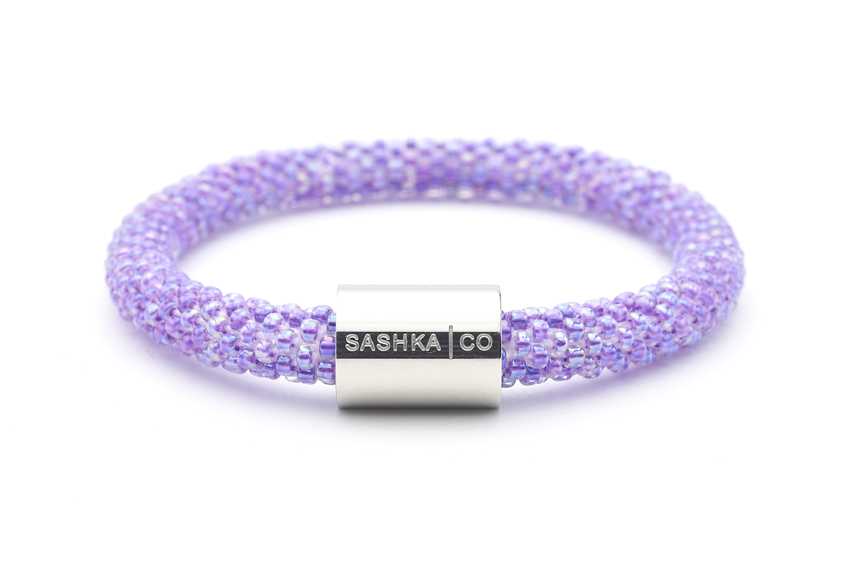 Sashka Co. Charm Bracelet Purple / w Silver Charm Sashka Co. Charm Bracelet - Extended 8"